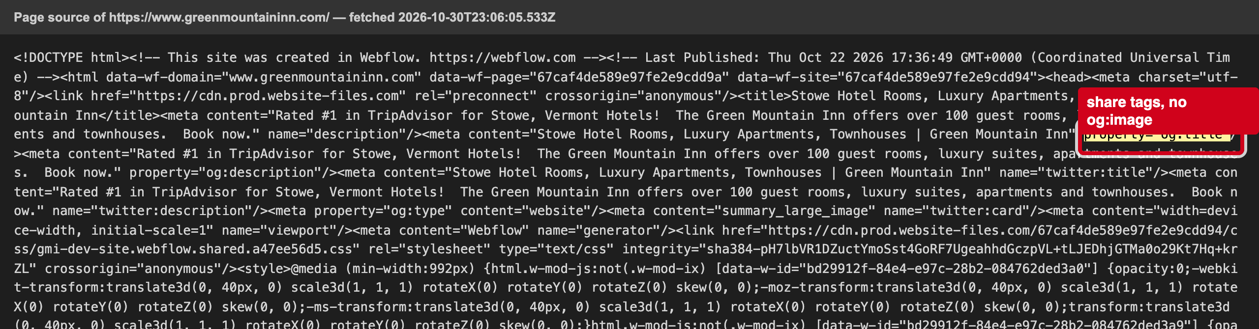 Screenshot: Shared links show no picture